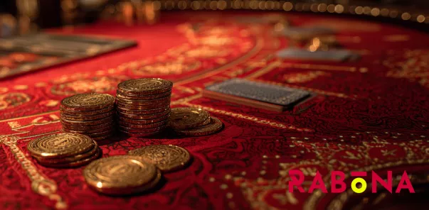 منظر علوي لطاولات الألعاب المزدحمة في الكازينو